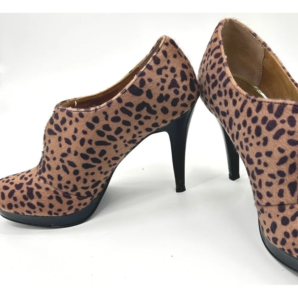 Style & Co Leopard Print Faux Calf Hair‎ Platform Stiletto Booties 8.5 Mob Wife